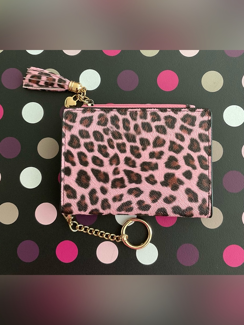 Leopard Pink Small Bifold Slim Mini Wallet
